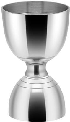 1Pc Premium Bell Jigger for Bartending, Cocktail Jigger 2 OZ 1 OZ with Measurements Inside, Premium 304 Stainless Steel Shot Measure Double Jigger Bar (Silver, 1 Pack)