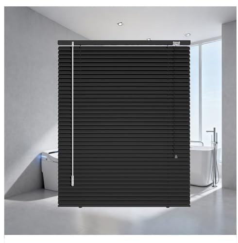WXGZSKLV 25 mm Persianas Venecianas Aluminio Oscuridad, 80 95 120 130 145 160 200 210 45 60 cm. Estores Ventana para Baños Habitación, Persianas Veneciana Horizontales Fácil de Instalar(Negro)