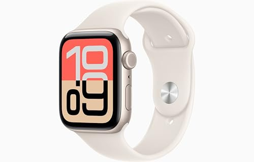 Apple Watch SE 3 [GPS + Cellular, 44mm] Caja de Aluminio Blanco Estelar con Correa Deportiva Blanco Estelar, M/L (Reacondicionado)