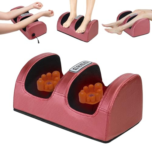 Yokilly Massaggiatore per Piedi con Calore - Massaggiatore Gambe Muscolare Elettrico Shiatsu Massaggio Piedi - Foot Massager Massaggia e Plantare Polpacci - Regalo Per Mamma, Papà E Amici (Rosso)