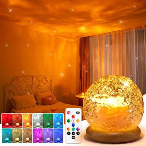 Regalo para Mujer & Hombre - Proyector de Estrellas, 3-en-1 Aurora Boreal/Atardecer/Olas de Océano, 216 Efectos Luminosos, Control Remoto & USB, Decoración de Habitación & Regalo para Todas las Edades