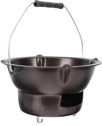 COLLBATH Poêle à Charbon de Bois en Fonte Solide Brûleur de Barbecue Multifonction Réchaud de Chauffage Portable pour Camping et Randonnée Poêle à Thé Robuste Couleur Café