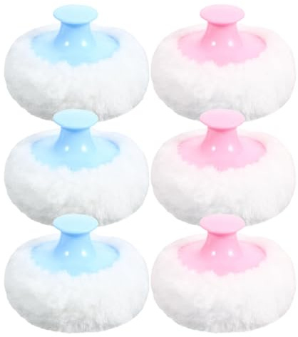 COSMEVIVI 6-teiliges Baby-Gesichtspuder-Set, Mini-Plüsch-Talkum-Applikator, sanftes Verblendwerkzeug für Babys, tragbarer Schönheitspuderquaste für Zuhause und unterwegs