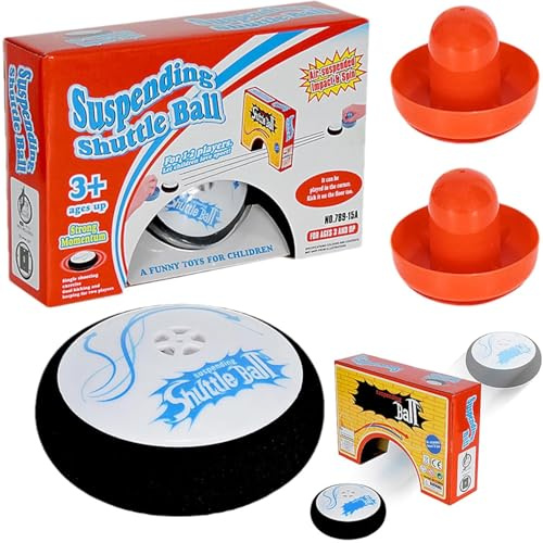 Air Hockey Hover Puck Spiel, Portable Air Hockey Set mit 2 Roten Schiebern | Tragbares Airhockey Tischspiel, Elektrisches Schwebepuck Spielzeug für Junge und Mädchen, Geschenk Für Junge 6 7 8 9 10 Jahre