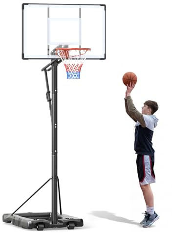 COSTWAY 10FT Basketball Hoop and Stand for Kids and Adult | Basketball Goal System with Shatterproof PC Backboard, Wheels and Stable Base, Portable Basketball Net for Indoor Outdoor
