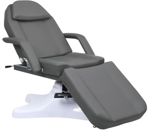 Molumvel Massagetisch Kosmetikliege 180x62cm, Höhenverstellbare Behandlungsliege mit Gasfeder, 360 Grad drehbar für Massage, Tattoo, Gesichtsbehandlung, Grau