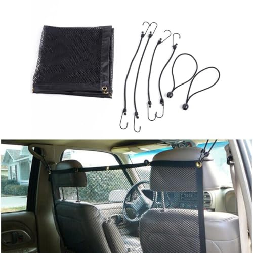 Barrera para Perros en Coche, Red de Seguridad Trasera Plegable Oxford | Protección Anticolisión para Mascotas y Niños, Instalación Fácil, Resistente Tela Negra