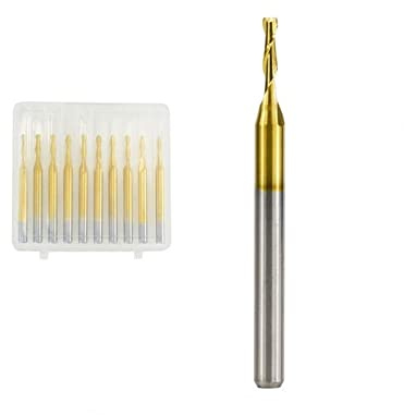 10 Uds. Cortador de fresa de punta plana, fresas de tungsteno de 1mm, broca de vástago de 3.175mm, espiral de 2 flautas