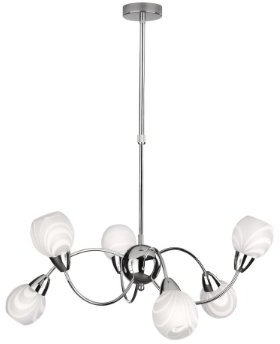 Philips Massive Gratianus Moderne Hängeleuchte, 6 Leuchten mit Glaskugeln und Chromdetails