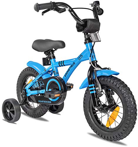PROMETHEUS BICYCLES Bicicleta niño 3 años Bicicletas niña 12 Pulgadas Bici niños - Infantil con Pedales 3-4 años ruedines y Freno contrapedal Azul