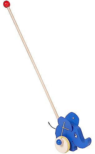 Helga Kreft Schiebetier Elefant I Schiebetiere ab 1 Jahr aus Kiefern- und Buchenholz I Schiebespielzeug mit klappernden Ohren I Made in Europe