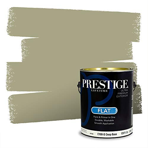 PRESTIGE Paints Exterior Paint and Primer In One, 1-Gallon, Flat, Comparable Match of Valspar* Homestead Resort Pale Olive*