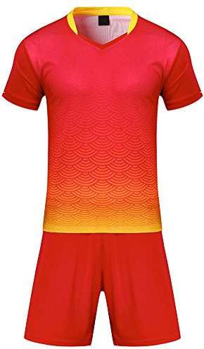 BOZEVON Barnpojkar fotbollströjor förälder-barnutrustning för män sport träningströjor jersey och byxor, Röd, EU M=Tag L, Erwachsene(165-170CM)