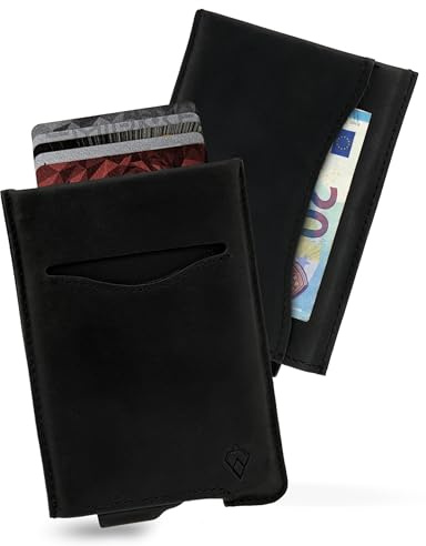 AKIELO Porte Cartes RFID Blocage avec Coffret Cadeau – Portefeuille Homme Minimaliste – Protection Carte Bancaire sans Contact (Collection Alpha)