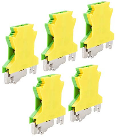 sourcing map USLKG2.5 DIN Rail Mounted Ground Circuit Connection Terminal Block 800V 34A for 24-12 AWG, 5pcs