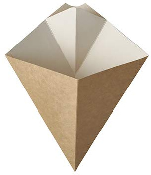 PAPSTAR 500 Pommes-Frites-Spitztüten mit Dip-Ecke, Pappe Pure 19,5 cm x 16,5 cm braun/Weiss Füllinhalt 100 g
