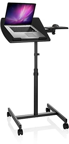 hjh OFFICE 802110 Stehtisch Laptopständer VM-SL Laptoptisch mit Mousepad-Ablage, drehbar & höhenverstellbar, mit Rollen