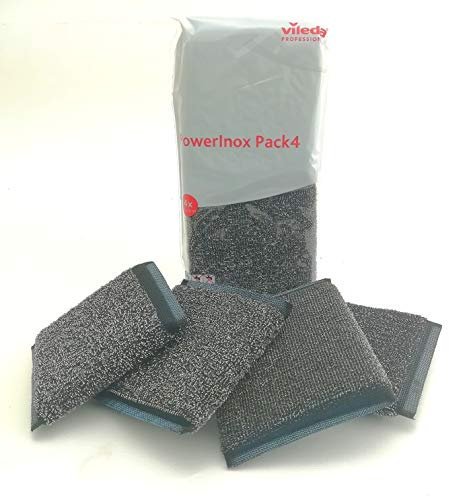 Vileda. Esponja de Acero Inoxidable Alta duración Limpieza efectiva de la Suciedad más difícil. Pack 4 uds