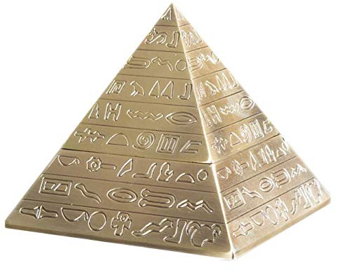 VOANZO Kreative Retro Metall Mit Deckel Aschenbecher Home Hotel Büro Decor Alten Ägypten Skulptur Pyramide Ornamente Festival Geschenk (Bronze)