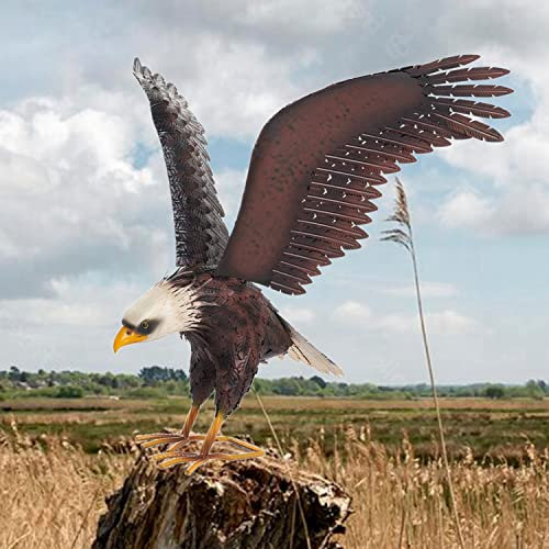 chisheen Gartenstatue aus Metall, Glatzenadler, für den Außenbereich, großer Vogel, Metall, Hof, Rasenkunst, Skulptur