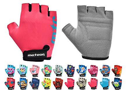 Meteor Gants de cyclisme pour enfants, gants courts de type mitaines, avec attache, accessoires de protection des mains, pour rouler en toute sécurité