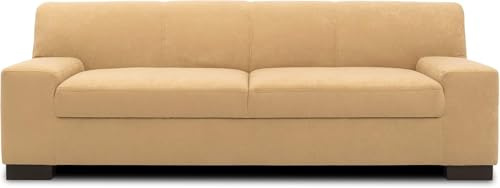 DOMO. collection Sofa Norma, 2-Sitzer Couch, 2er Polster-Garnitur mit Holzfüßen, 194 x 85 x 74 cm (BxTxH), Feinstoff beige | 2 Sitzer mit Holzfüßen, klassische Polstercouch mit flachen Armlehnen im zeitlosen Design, 194 x 85 x 74 cm (BxTxH)