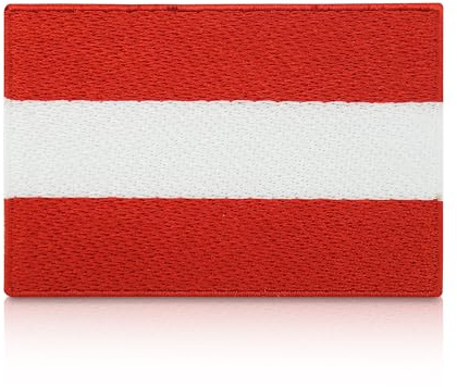 Finally Home Österreich Flagge Patch zum Aufbügeln & Aufnähen | 7,2 x 5 cm | Wappen Patches, Fahne Bügelbild, Tactical Airsoft Aufbügler, Austrian Flag Aufnäher