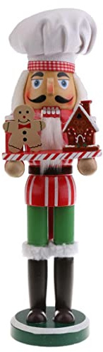 Milageto New Large Wood Soldier Drummer King Cook Babbo Natale Schiaccianoci Decorativo per La Casa - Cuoco