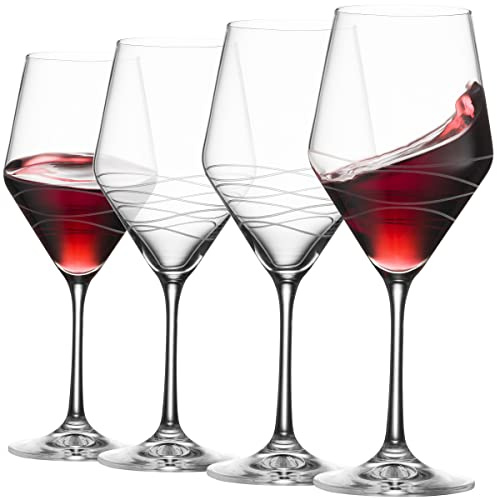 Juego de 4 copas de vino tinto | Elegante juego de copas de vino de tallo largo de 20 onzas hechas de cristal transparente | Gran regalo de vino para boda, aniversario, Navidad, cumpleaños | Fabricado