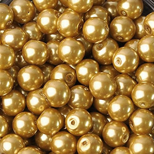 Lose Farben Runde Perle Beschichtetes Glas 4mm 6mm 8mm 10mm 12mm 14mm 16mm Lose Abstandsperlen für die Schmuckherstellung DIY Handwerk-Dunkles Gold, China, 12 mm 10St
