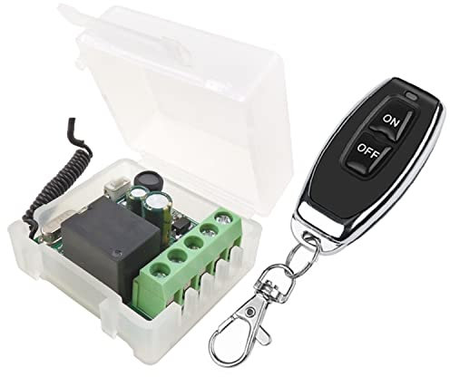 DieseRC Wireless Remote Control Switch 433Mhz 220V 230V 240V 1 Channel Radio Control Relay Receiver with 1 Transmitter Keyfobs Potential-Free Contacts Relay Controller