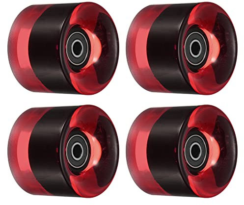PATIKIL 4 Stück Skateboard Rollen 60mm mit Lager ABEC-9 Straße Wheels Räder für Skateboards Cruiser Räder Mini-Board Ersatz 80A Klar Rot Schwarz