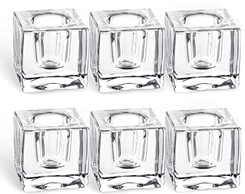 Kerzenhalter aus Glas, Set mit 6 Kegelkerzenhaltern für Kerzenhalter, klarer Kristall, Kerzenhalter für Tischdekoration, quadratische Kerzenhalter für Hochzeit, Ostern, Weihnachten, Erntedankfest