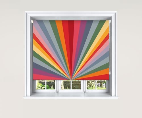 Lister Cartwright Rainbow Sun Burst Roller Blind Blackout Easy Fit Cut To Size (Rainbow, 180 cm Width x 140 cm Drop)