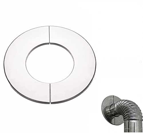Beekeg Rosetta per tubo stufa, copertura in acciaio inox, manicotto per tubo, supporto per camino, ginocchio per stufa, rosetta per cappa del camino, piastra di base (DN 80mm)