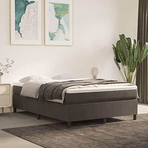 INLIFE Boxspringbett Dunkelgrau 140x190 cm Samt,Grau,24.5KG,3121115