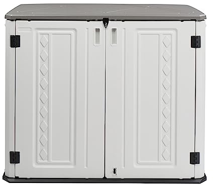 VINGLI Outdoor Horizontal Storage Shed Waterproof with 34 Cubic Feet Storage Space, 50” x 29” x 41” Patio Storage Cabinets for Garbage Cans, Bike, Tools， Deck Box for Yard, Porch, Garden, White