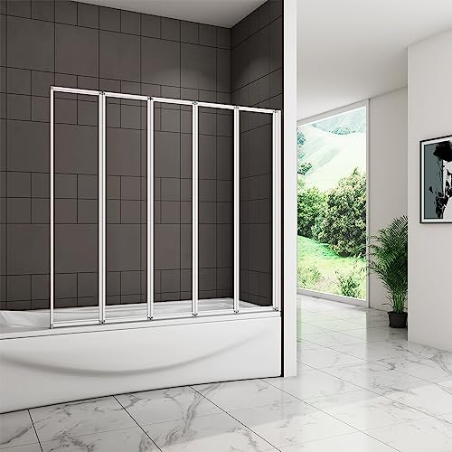 5 Fold Pivot Shower Bath Screen Folding Bath Screen 1200x1400mm