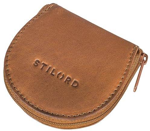 STILORD 'Benji' Mini Geldbörse aus Leder Wiener Schachtel Vintage Hochwertige Münzbörse Schüttelbörse Schlüsselorganizer Münzetui aus Echtleder, Farbe:Cognac - braun