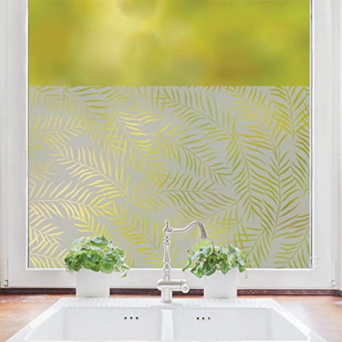 Wandtattoo-Loft Sichtschutzfolie Fenster Küche durchsichtige Palmenblätter Fensterfolie Fensterdeko Milchglasfolie Sichtschutz, 55 cm hoch, 90 cm breit