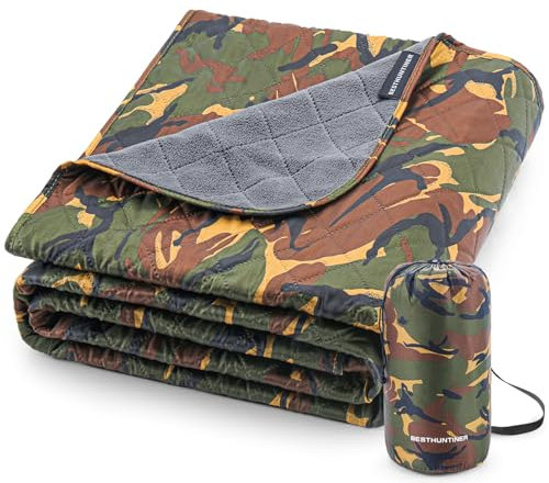 BESTHUNTIER Couverture en Laine Chaude, Grande Couverture de Stade, imperméable, Chaude, équipement de Couchage pour Sac à Dos, Urgence, Couverture de Voiture, Avion, randonnée, Pique - Nique.