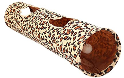 DOITOOL Katzentunnel Aus Hochwertigem Material Faltbar Und Platzsparend Katzenröhrenspielzeug Mit Leopardenmuster Klingendem Papier Und Plüschball Für Hauskatzen Fröhlicher Zu