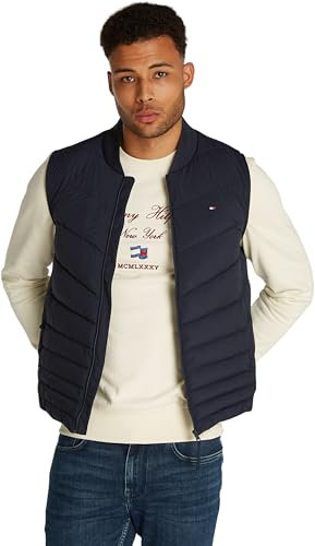 Tommy Hilfiger Herren Weste Mix Quilt Wasserabweisend, Blau (Desert Sky), L
