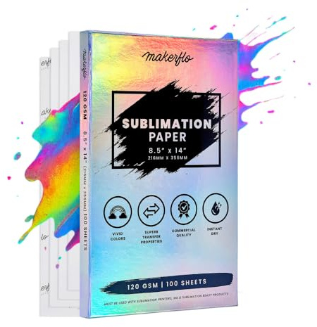 Makerflo Sublimation Paper 8.5 x 14 Inch 1000 Sheets, Heat Transfer Sublimation Paper For Tumblers T-Shirts Phone Case Mugs, Printable Stickers Gifting Christmas DIY Enthusiast