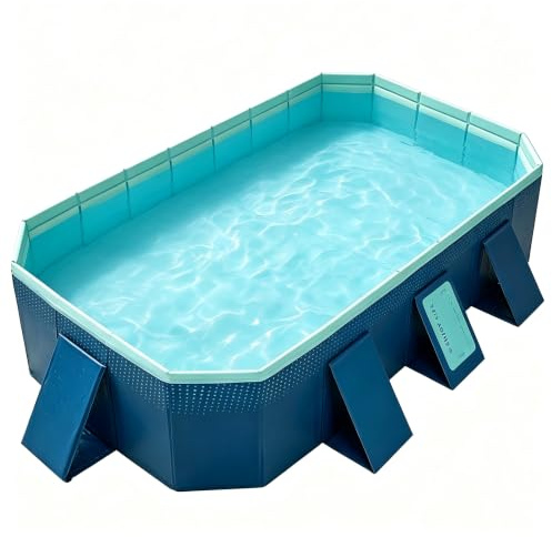 Everkeen Faltbarer Pool Erwachsene Nicht-aufblasbarer Tragbarer Swimmingpool Schwimmbad Verdickter Rutschfester PVC Schwimmbecken Große 2.6M