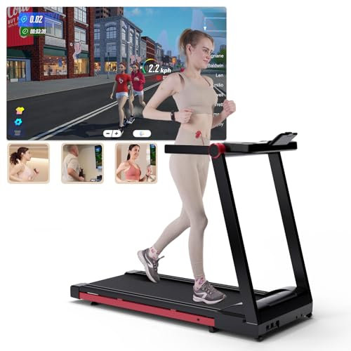 DeerRun Raceable Laufband Geeignet für High-Tech-Geräte, Laufband für Zuhause mit 158 KG Tragfähigkeit und APP-Steuerung, 2573W Treadmill Klappbar mit Trainingskursen und Multi-Runner-Rennen