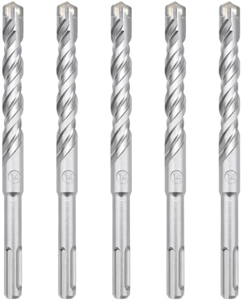 hsawbit 5PCS Masonry Drill Bits Set with SDS Plus Shank, 14mm x 160mm Hammer Drill Masonry Drills Tungsten Carbide Tip for Concrete, Brick, Cement Walls, Stone