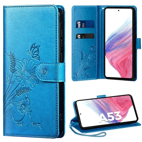 Thorhülle Handyhülle für Samsung Galaxy A53 5G Hülle, für Galaxy A53 5G Hülle PU Lederhülle Tasche Flip Case Kartensteckplätzen Schutzhülle Klapphülle Kompatibel mit Samsung A53 5G Hülle,Blau