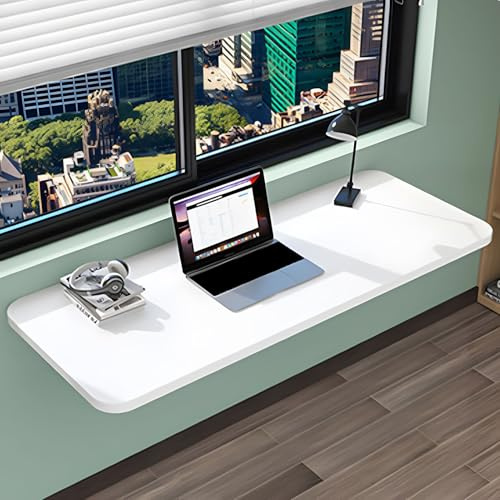 Morlinca Wandklapptisch Wandtisch Klappbar, Platzsparender Kitchen Table, Klapptisch Wandmontage, Schreibtisch Esstisch, Hängender Tisch für Home Office, Arbeitszimmer,Weiß,100x50cm