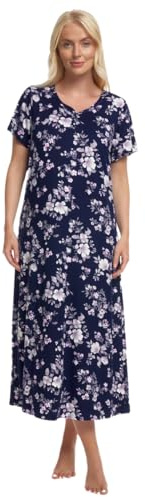 Suzy & Me Ladies Long Plus Size Luxury Soft Touch Jersey Nightshirt (NAVY FLORAL 22-24)